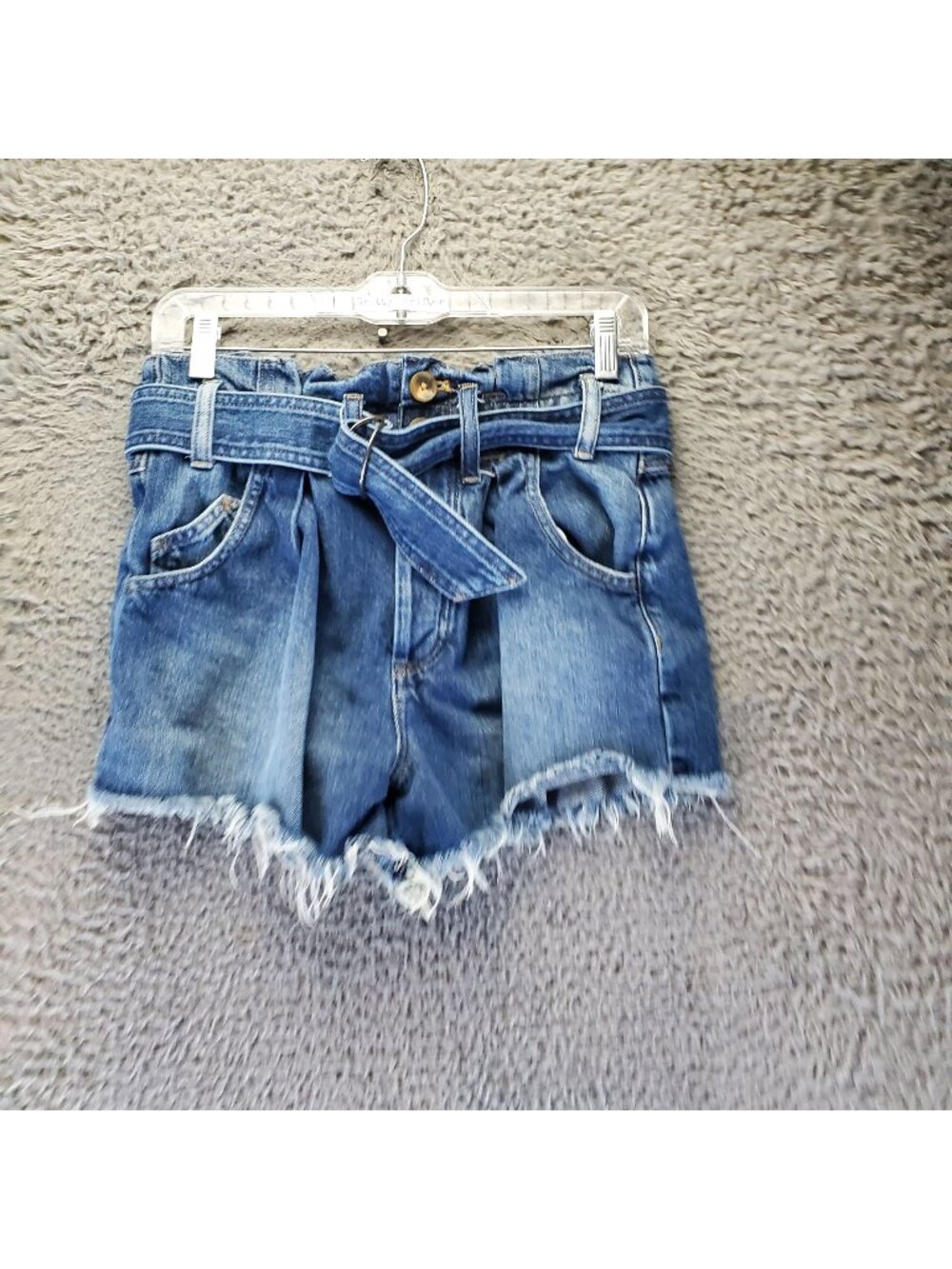 Free People Shorts Womens XS Blue We The Free Denim Frayed Hem Belted Jorts